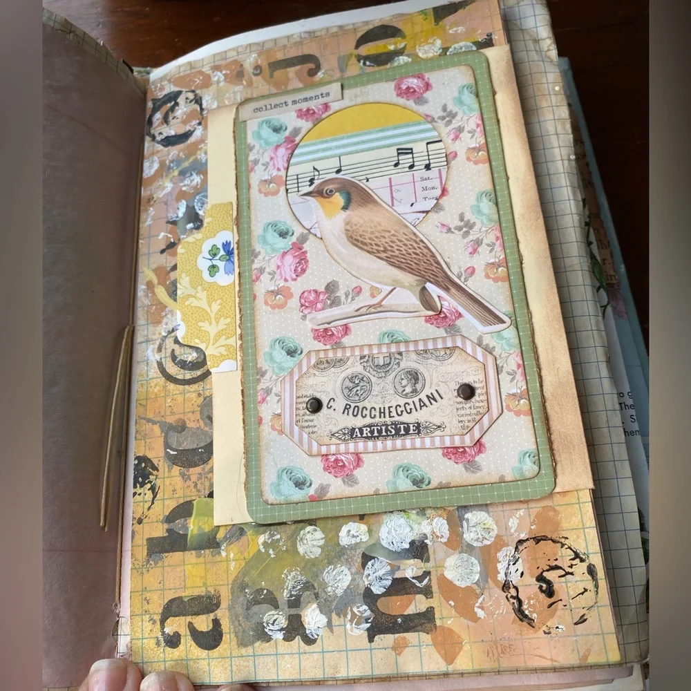 NWT - Hardcover Vintage Collage Art Journal with Owl Travelers Notebook